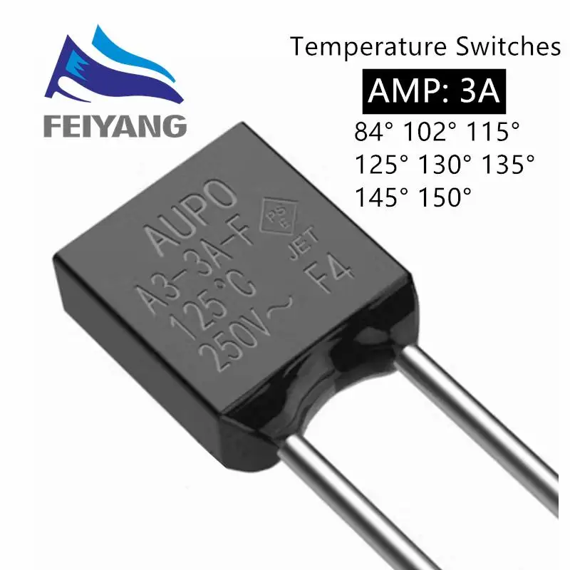 100 Stück schwarzes Quadrat 3a 250V thermische Sicherungs abschaltung 84 c Grad LED-Sicherungen Temperatur schalter steuern