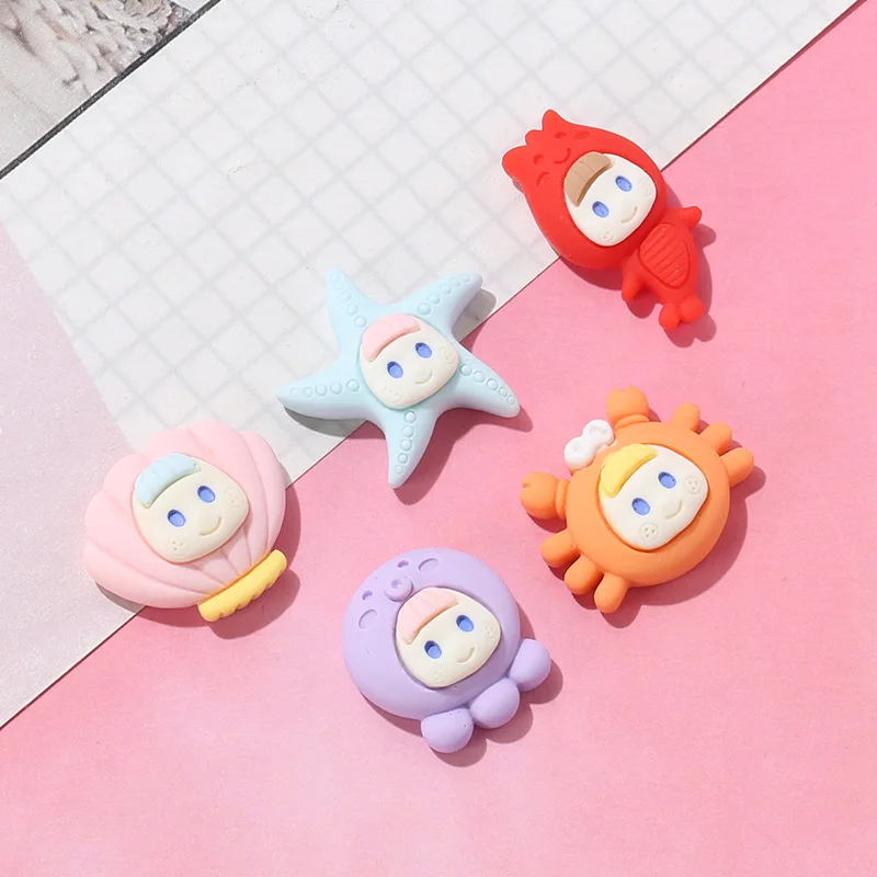 

20pcs New Cute Cartoon Animal Flat Back Resin Cabochons Scrapbooking Seashell Starfish DIY Jewelry Craft Decoration Accessories