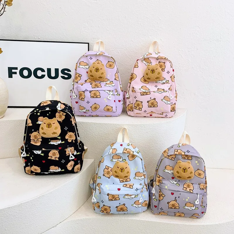 Cute Cartoon Capybara Backpack Plush Large Capacity School Bags Simple Pattern Book Bag Kawaii GirlSchool Backpack Mochila Mujer 2