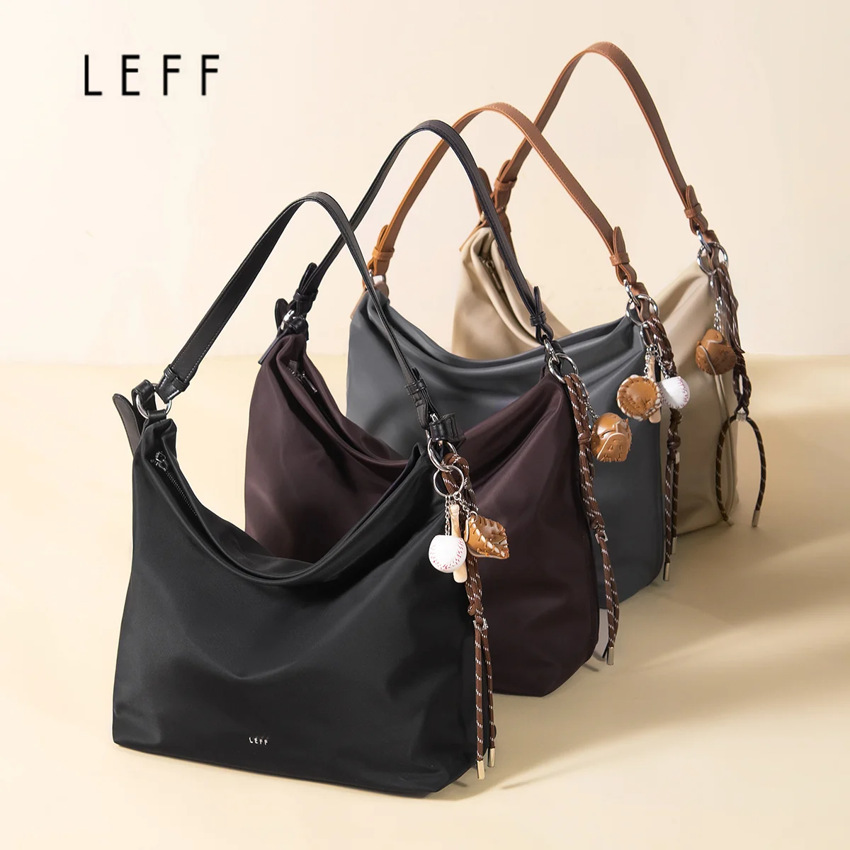 Women's Waterproof Nylon Tote Bag - With Zipper, Pockets, Lightweight & Stylish Hobo Purse - View #2