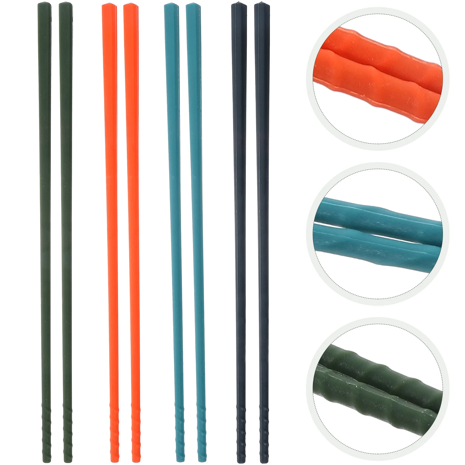 

4 Pairs Silicone Chopsticks Non-stick Fondue Kit Mildew-proof Household Outdoor Flatware Mini Kitchen Supplies