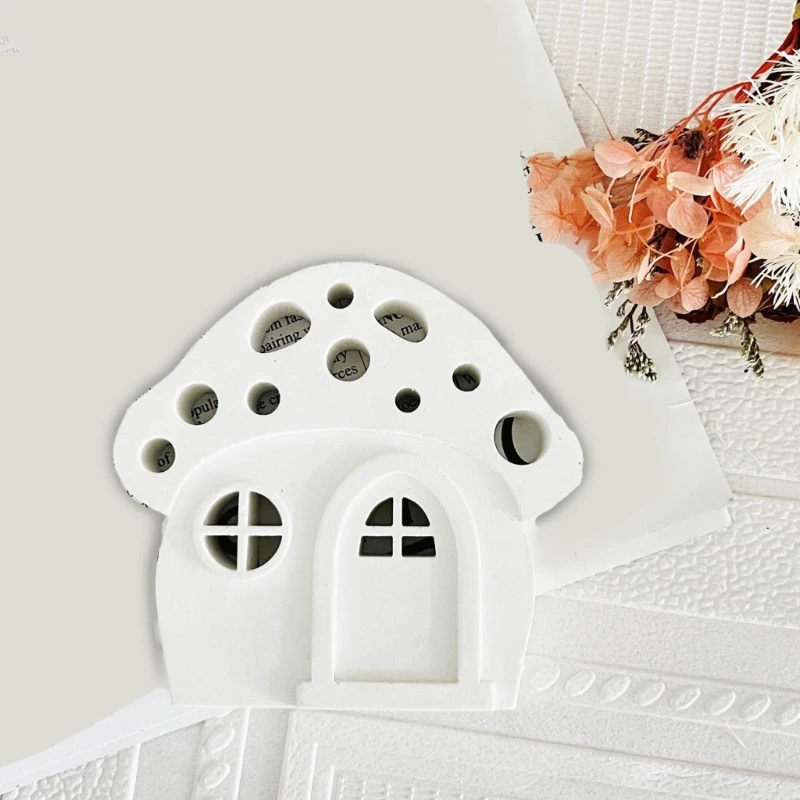 

3D Candlestick Silicone Mold Mushroom House Shaped Holder Molds Gypsum