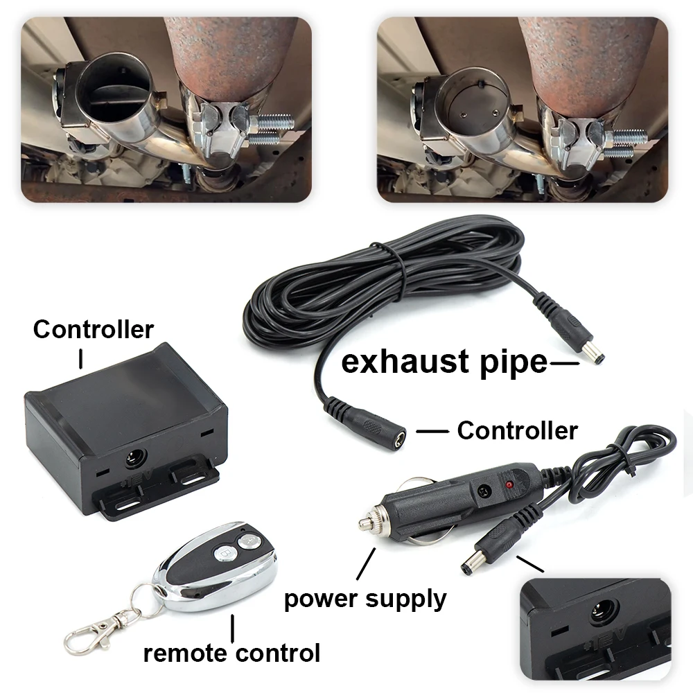 2 2.25 2.5 2.75 3 inch SS304 Heade Y Pipe cutout Electric Exhaust cutout Catback Down Pipe exhaust bypass valve remote button exhaust control valve exhaust pipe valve kit exhaust pipe valve