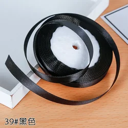 Elegant 6mm Silk Satin Ribbon for Special Occasions - 22 Meters Roll (Black)