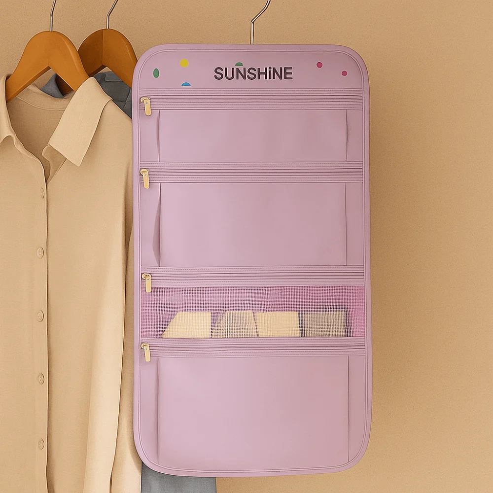 Large Capacity Multi-layer Socks Hanging Bag Breathable Reusable Underwear Hanging Storage Bag with Hanger Space Saving