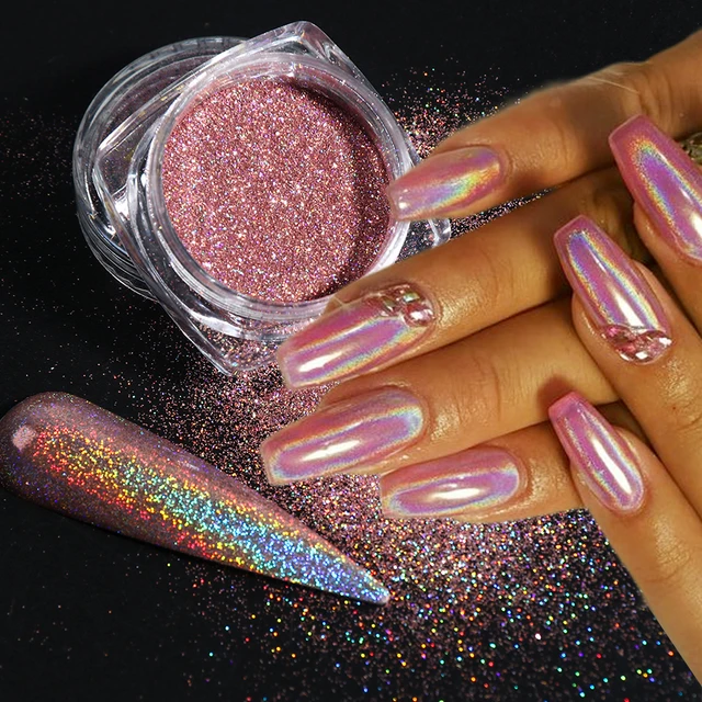 1 Box Mirror Nail Powder Sequins Pink Gold Silver Champagne Holographic  Metal Effect Nail Glitter Dust Pigment Decoration - Nail Glitter -  AliExpress