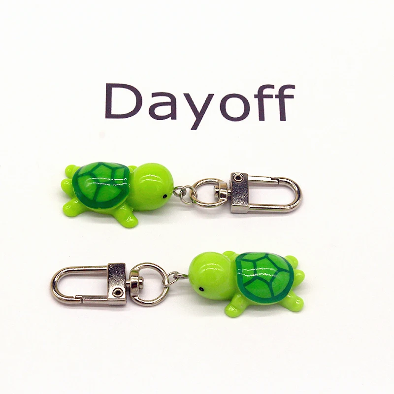 1pc Resin Cute Green Turtle Keychain Key Ring For Women Men Funny