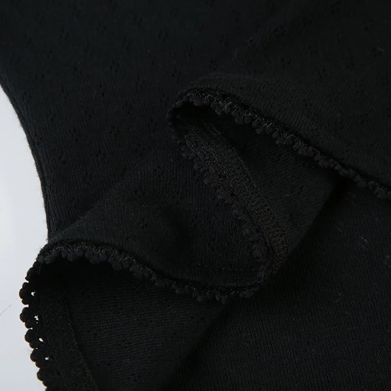 Korean Fashion Shirring Bow Square Collar Slim Long Sleeve Black T Shirt Women White Solid Basic Cute Japanese Top Tee