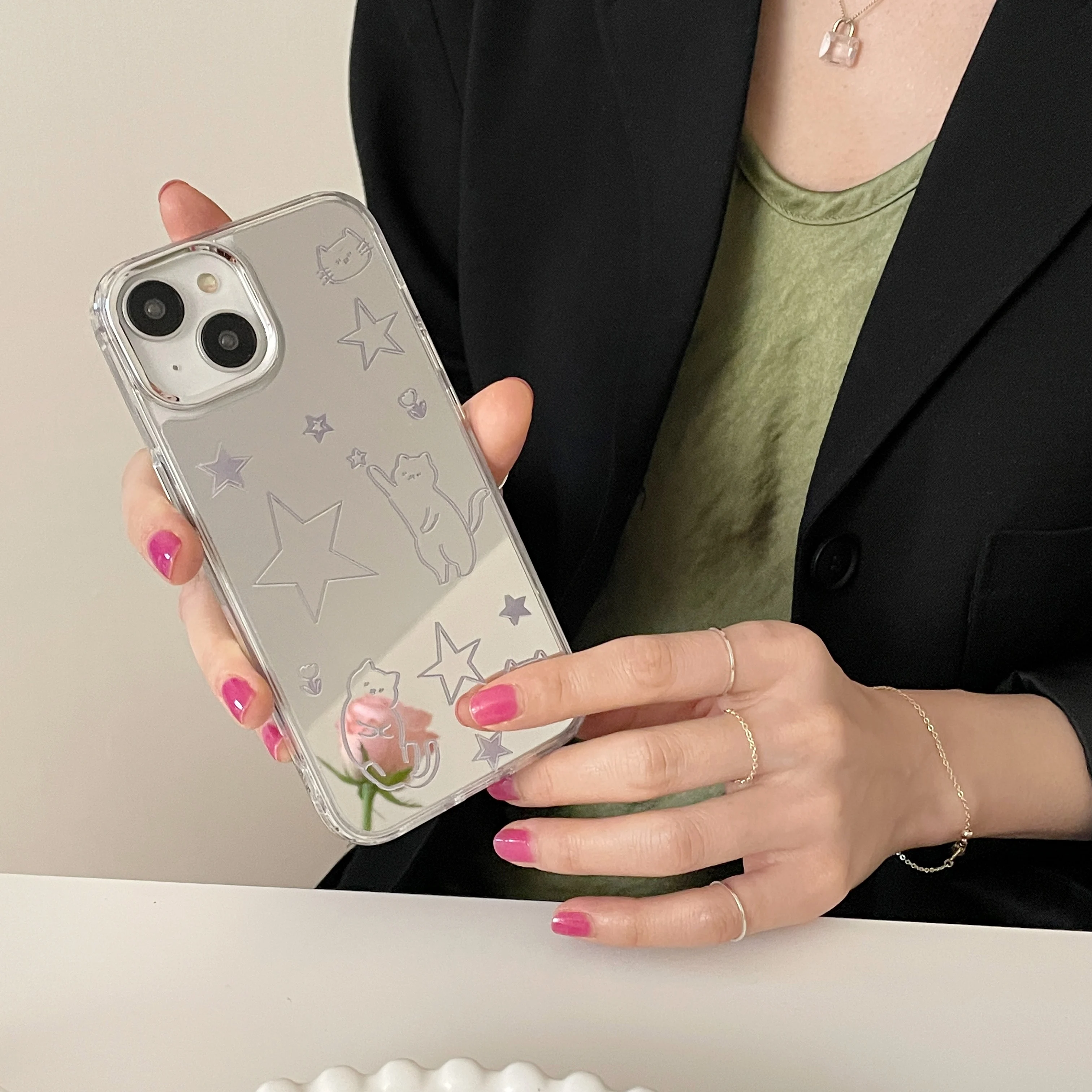 Electroplated Cartoon Cat Phone Case - Cute & Stylish Back Cover