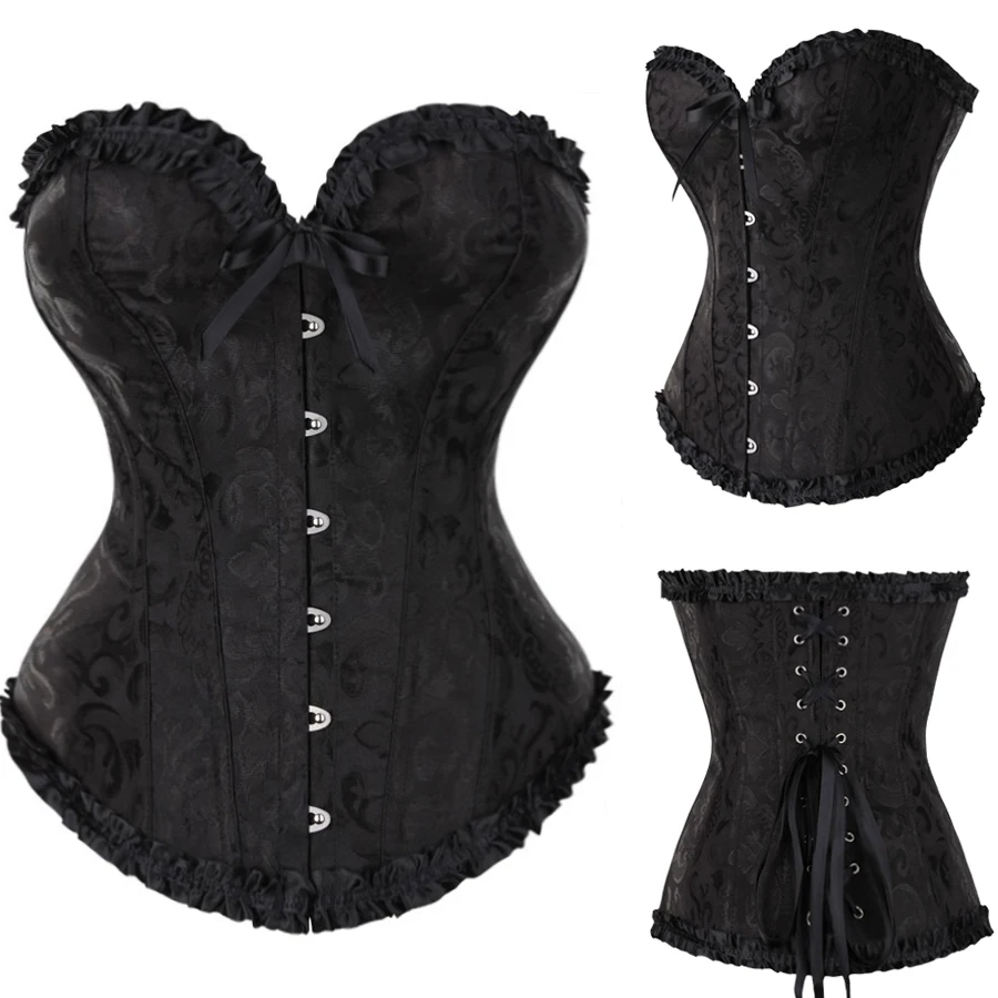 Waist Corset Women Bustier Overbust Sexy Lace up Floral Lingerie Shapewear Vintage Victorian Fashion