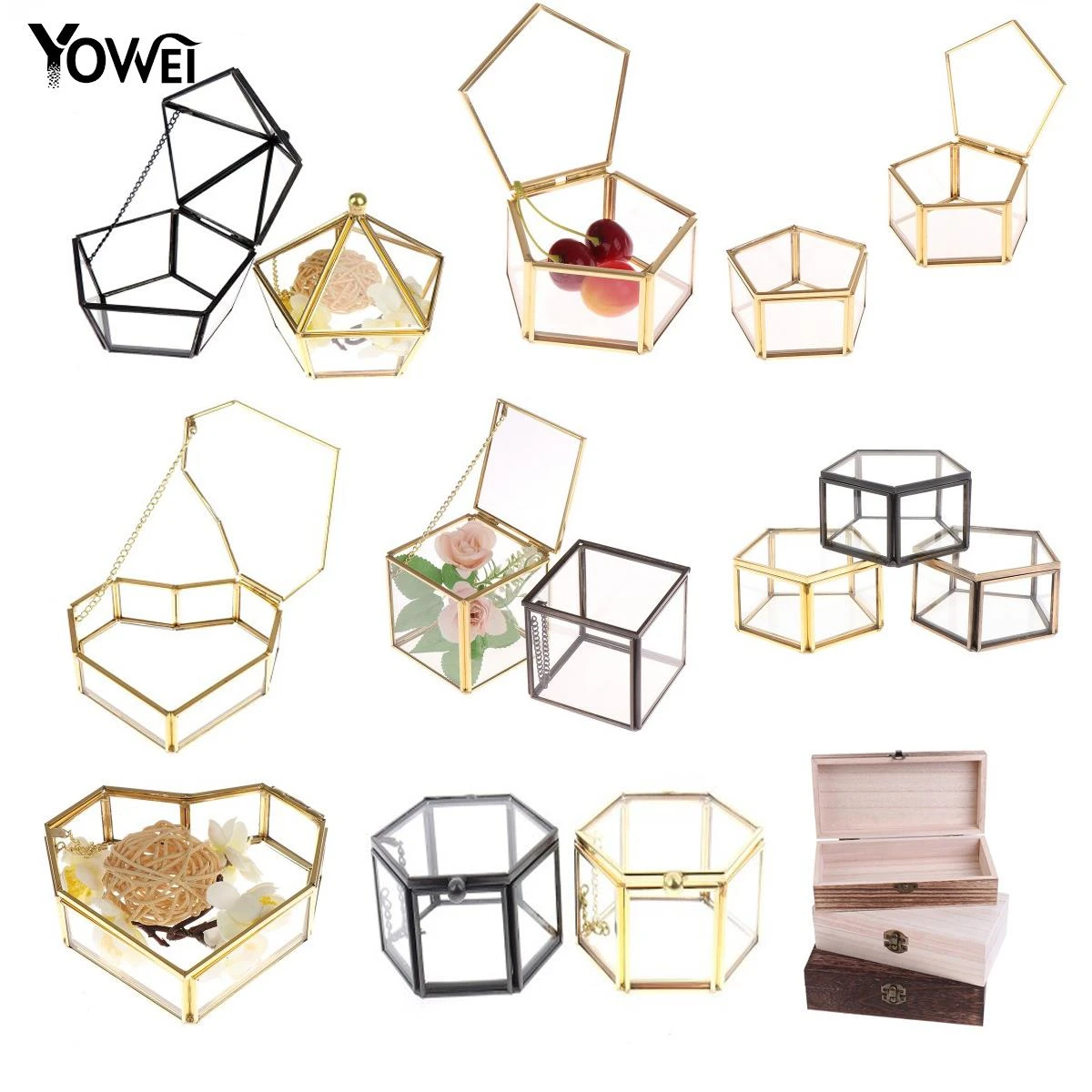 Caja de almacenamiento para anillos de boda, de cristal de boda, de joyería, portador de anillo de vidrio verde, caja de anillo suculenta para vidrio de boda| | - AliExpress