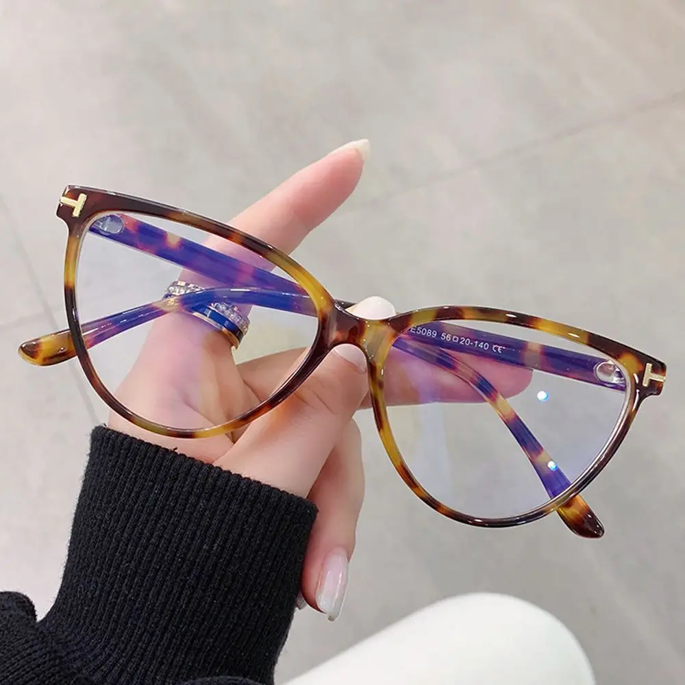 1Pc Fashion Women Leopard Big Frame Anti-Uv Blue Rays Occhiali Uomo Computer Occhiali Round Frame Occhiali Eyewear Vision Care