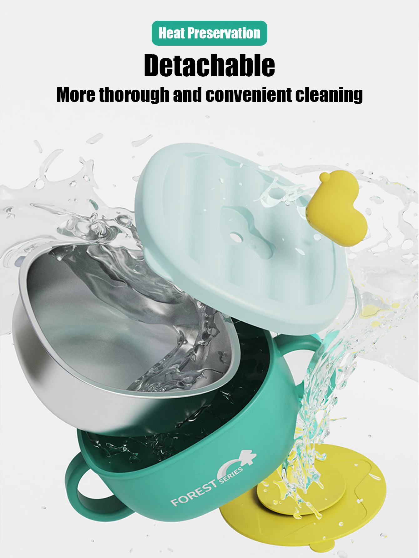 1 baby food bowl insulated tableware anti drop anti scald constant temperature suction cup bowl