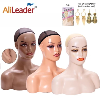 Manichino testa Stand per parrucca Display femminile realistico pelle manichino testa busto con spalla modello parrucca testa accessori parrucca di bellezza