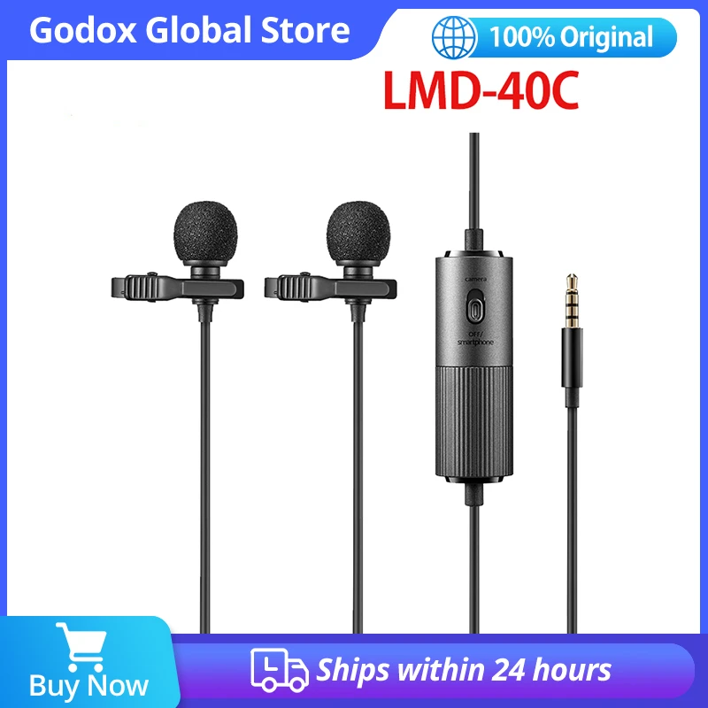 Godox LMD 40C Lavalier Microphone Clip on Condenser Mic Wired 3.5mm Mic