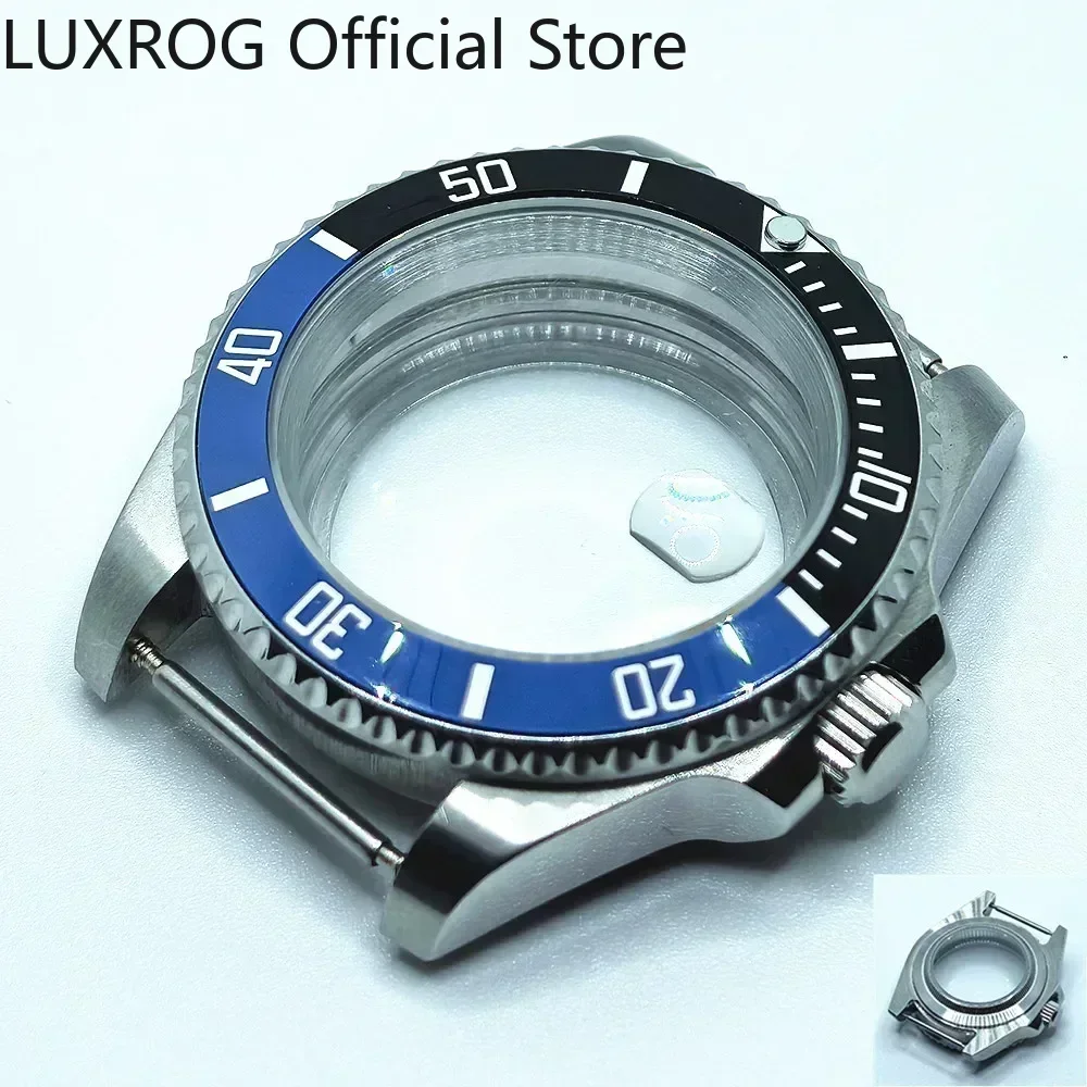 Stainless Steel 40MM Black Blue Ceramic Insert Watch Case