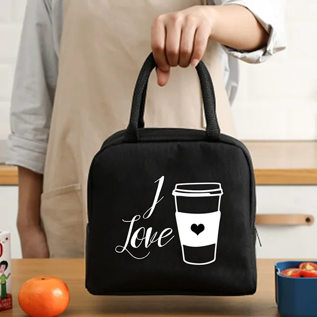 Insulated Lunch Bag  Zipper Cooler Tote Thermal Bag Lunch Box  Canvas Food Picnic Lunch Bags for Work Handbag Food Pattern 4Food013