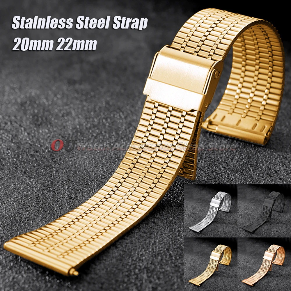Premium Stainless Steel Quick Release Watch Strap - Universal 20mm/22mm Metal Band Bracelet