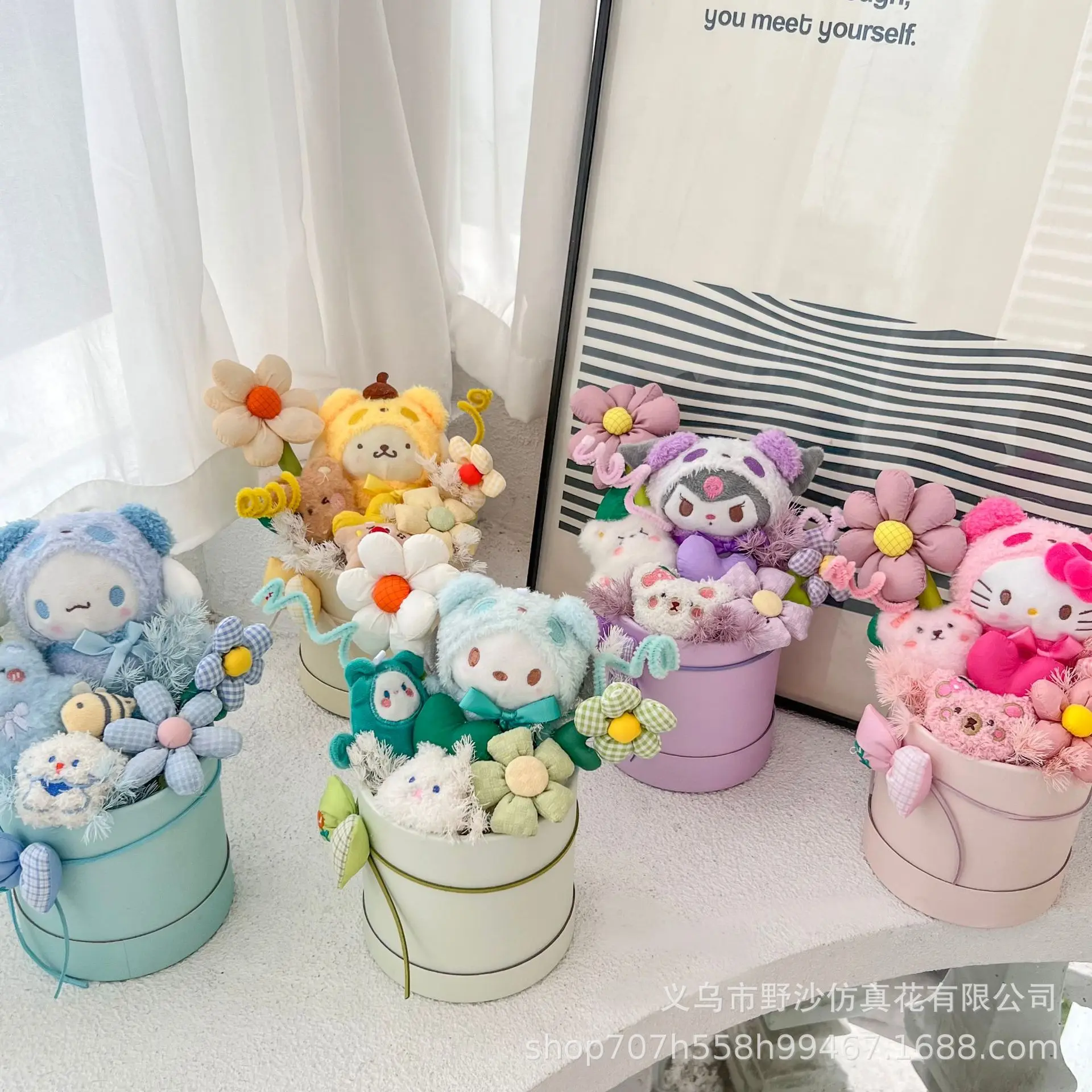 Cute Sanrio Hello Kitty Doll Flower Bouquet Kuromi Cinnamoroll Melody Kawaii Plush Toy Valentinegirls Christmas Graduation Gifts japanese order prize figure kuromi doll sanrio kuromi dark japanese little devil plush toy gift bunny plush hello kitty