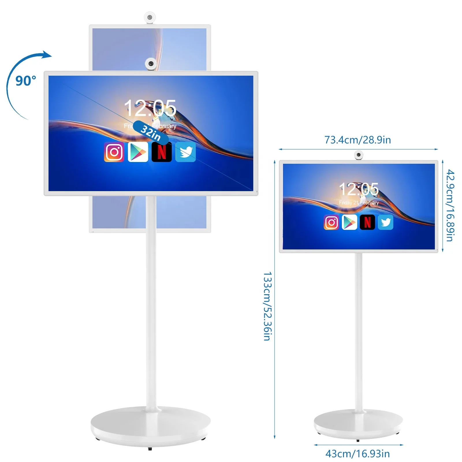 32inch Portable TV Lcd Touch Screen wireless TV display For Home Business Gaming Movable Monitor Displays Smart
