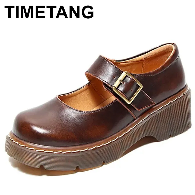 

2022 New Retro Small Leather Shoes College Buckle Leather Mary Jane Shoes Japanese Wild Retro Girl Cute Shoes Platform Lolita