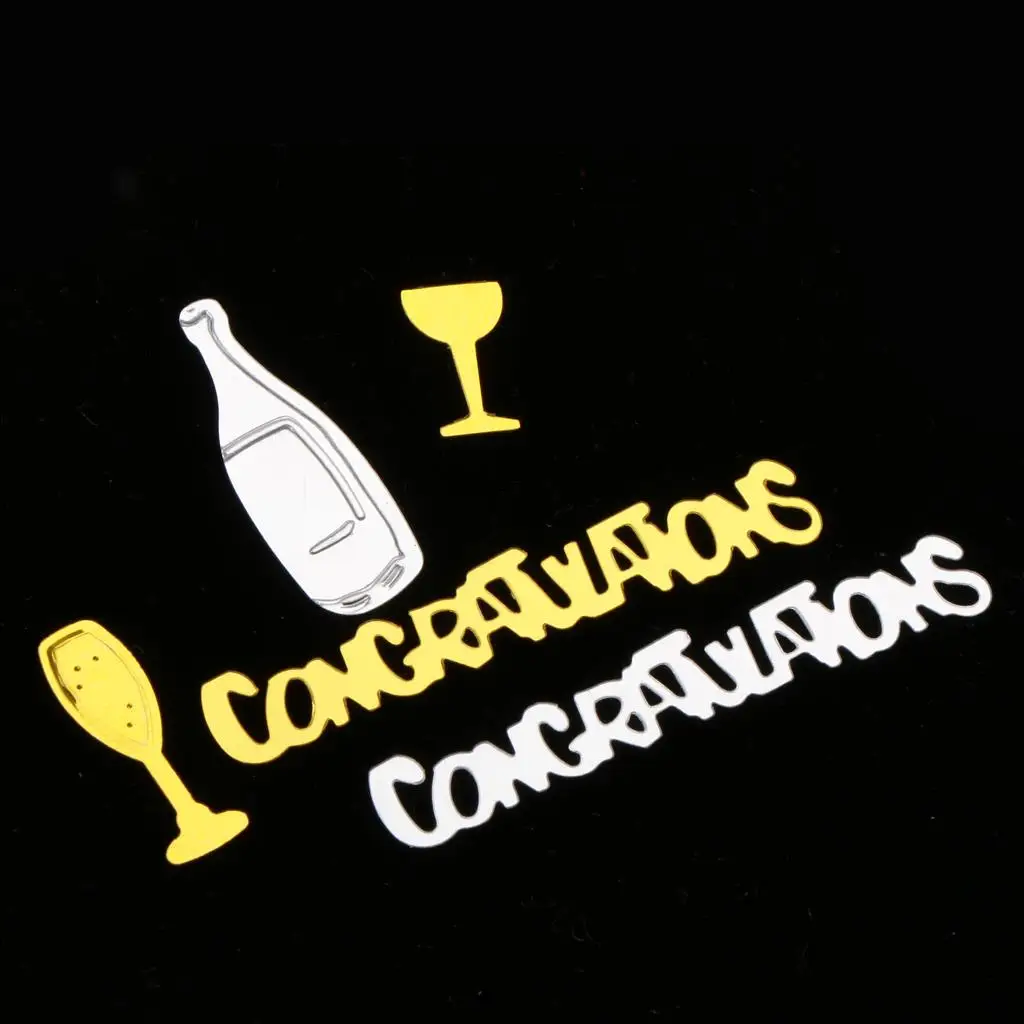 Metallic Congratulazioni Champagne Glass Table Confetti Decor