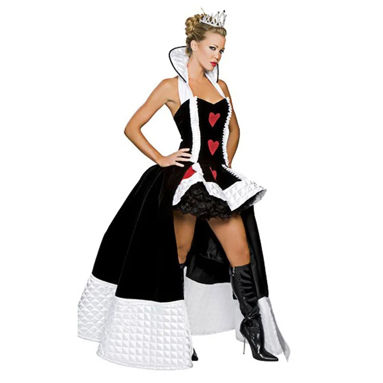 Sexy Queen of Hearts Costume Women Adult Fantasy Party Cosplay Halloween Carnival Dress Up