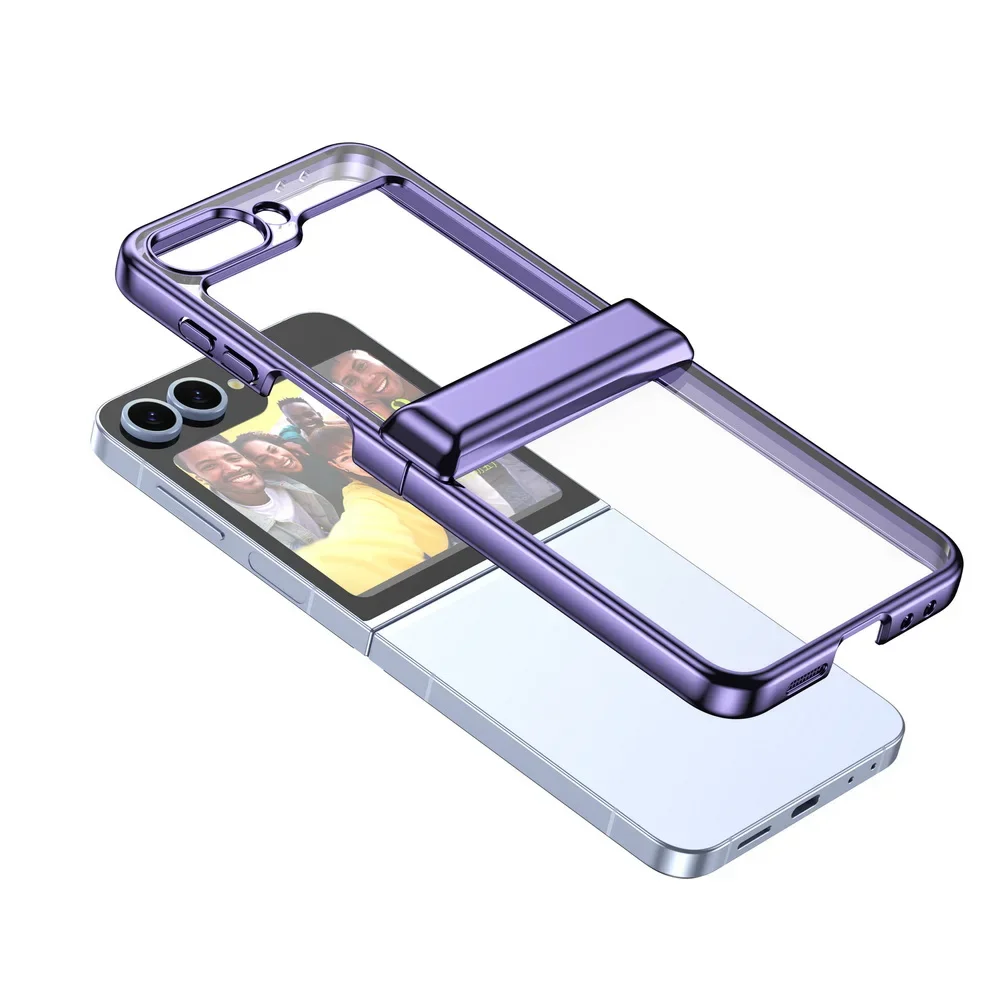 Luxury Electroplated Transparent Shockproof Case with Folding Hinge Protection