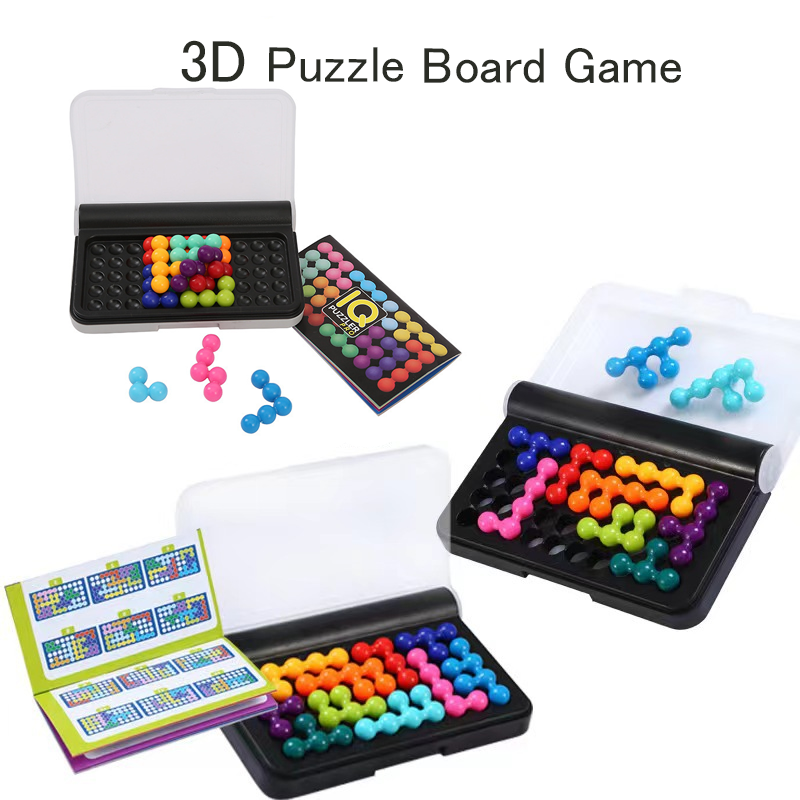 120 Challenges IQ 3D Puzzle Board Game Classic Pyramid Plate Pearl Logical Mind For Children Pyramid Beads Montessori Toys Gifts