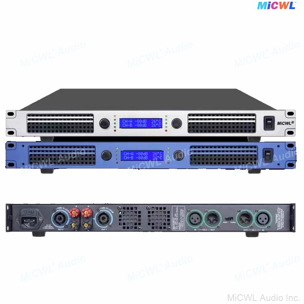 MiCWL 2-Way 8000W High Power Digital Amplifier 2 Output Audio AMP Drive For 4Ohm 8ohm Stage Subwoofer Speaker Woofer CLASS-D 1U