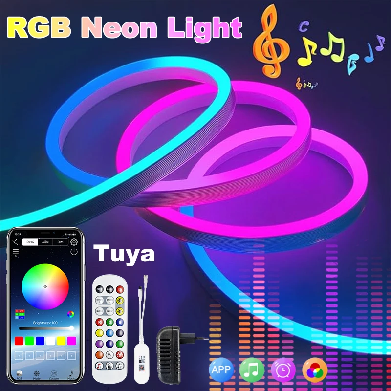 MMEEVT Neon Rope Light - 16.4Ft RGB Led Strip Light Control
