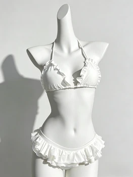 Sexy Lace Up Back Two Piece Bikini Set High Cut Leg Push Up Tops Stylish Swimwear Beach Bathing Suit for Ladies Summer Vacation 1