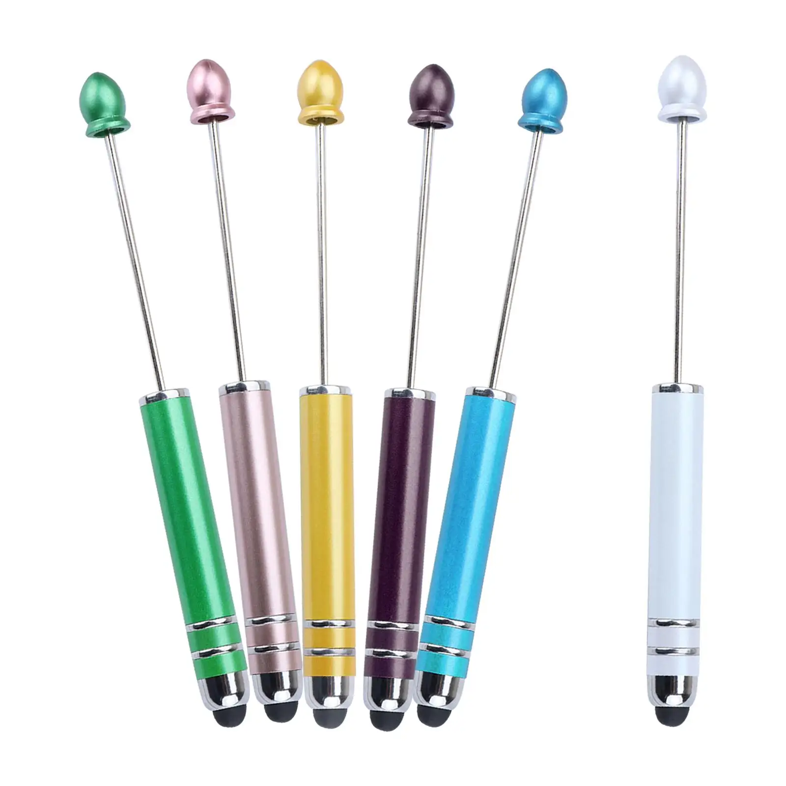 

6x Beadable Pens Kits Multipurpose Rollerball Pen Ballpoint Pen Cute Bead Pen for Exam Spare Classroom Drawing Journaling School