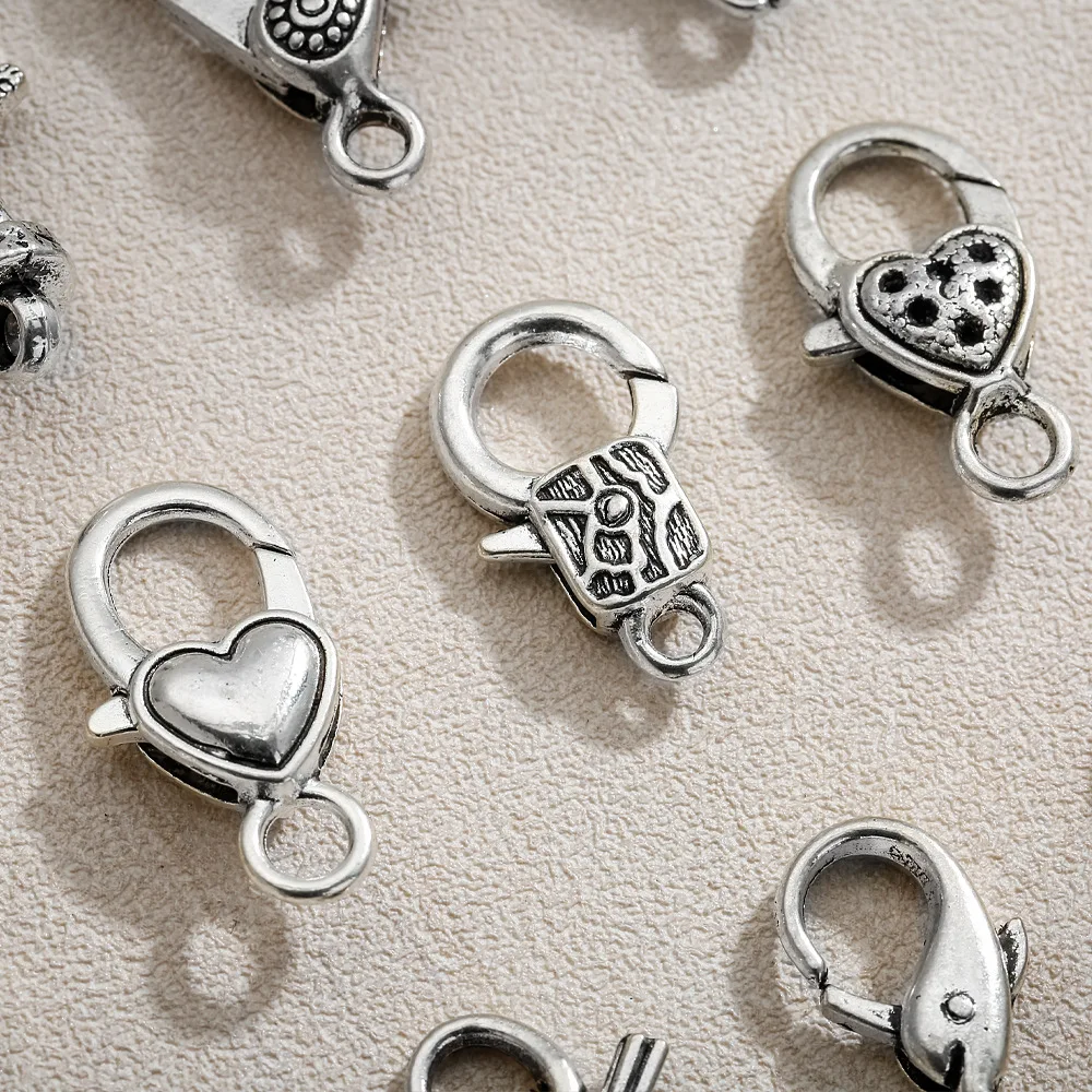50pcs/lot 26x15MM Lobster Clasp Hooks Heart Cross Animal Keychain Clasps Bracelet Chain Accessory for Jewelry Making Components