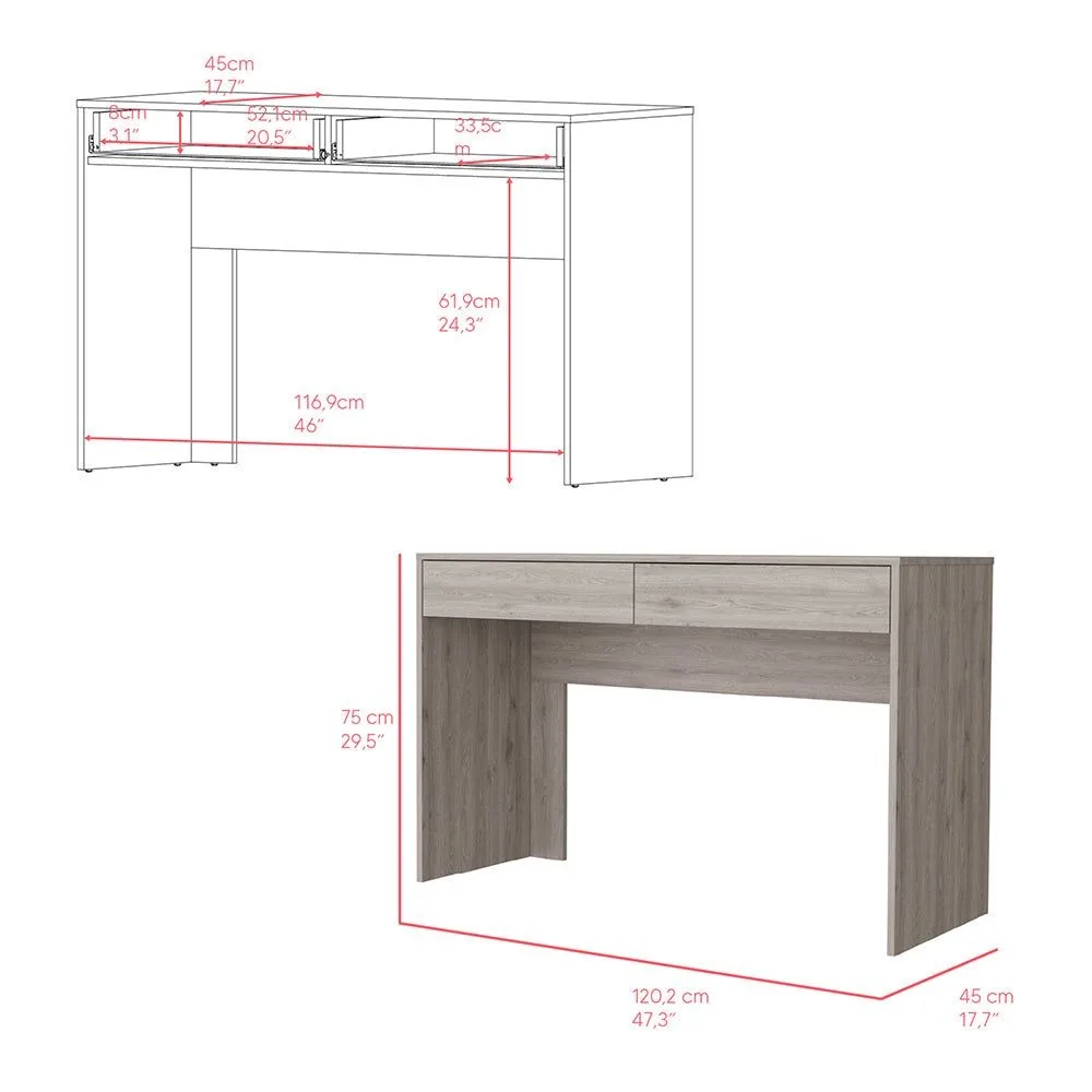 Computer Desk Aberdeen, Two Drawers, Designed with Black, Smokey Oak or Light Gray Manufactured Wood FinishComputer Desks 3