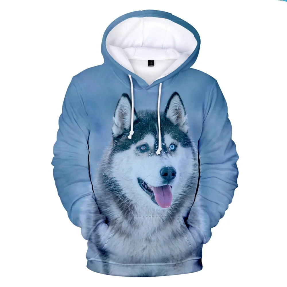 

Толстовка с капюшоном для мужчин и женщин, свитшот с 3D принтом собаки хаски, уличный пуловер в стиле хип-хоп, повседневная спортивная одежда с капюшоном
