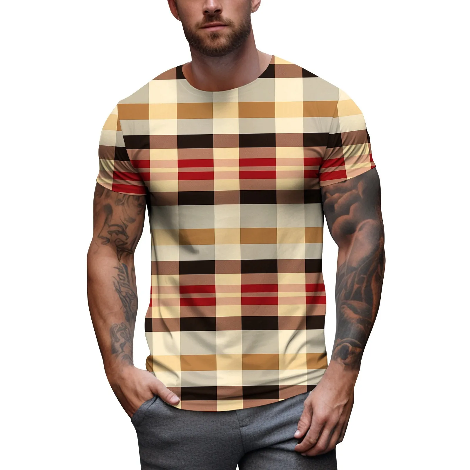

New 3d Printing Men'S And Women'S Spring And Summer Casual Short-Sleeved Shirt Round Neck Pullover рубашка рубашка