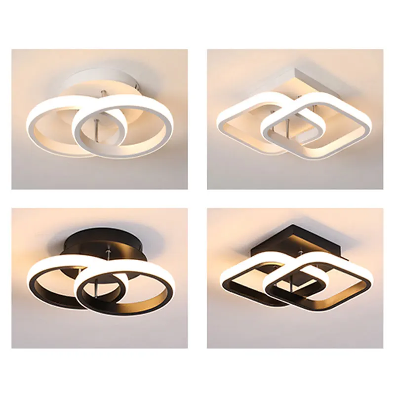 

Modern Indoor LED Ceiling Light Black White for Home Living Room Corridor Hallway Balcony Surface Mounted Aisle Ceiling Fixtures