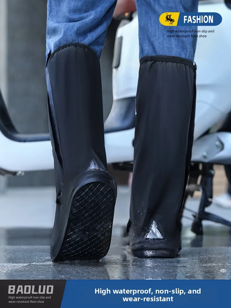 Waterproof Thi High-Tube Rain Boot Covers Anti-Slip Outdoor Men's Women's Large Size Foot Covers Rain Boots for Rainy Days