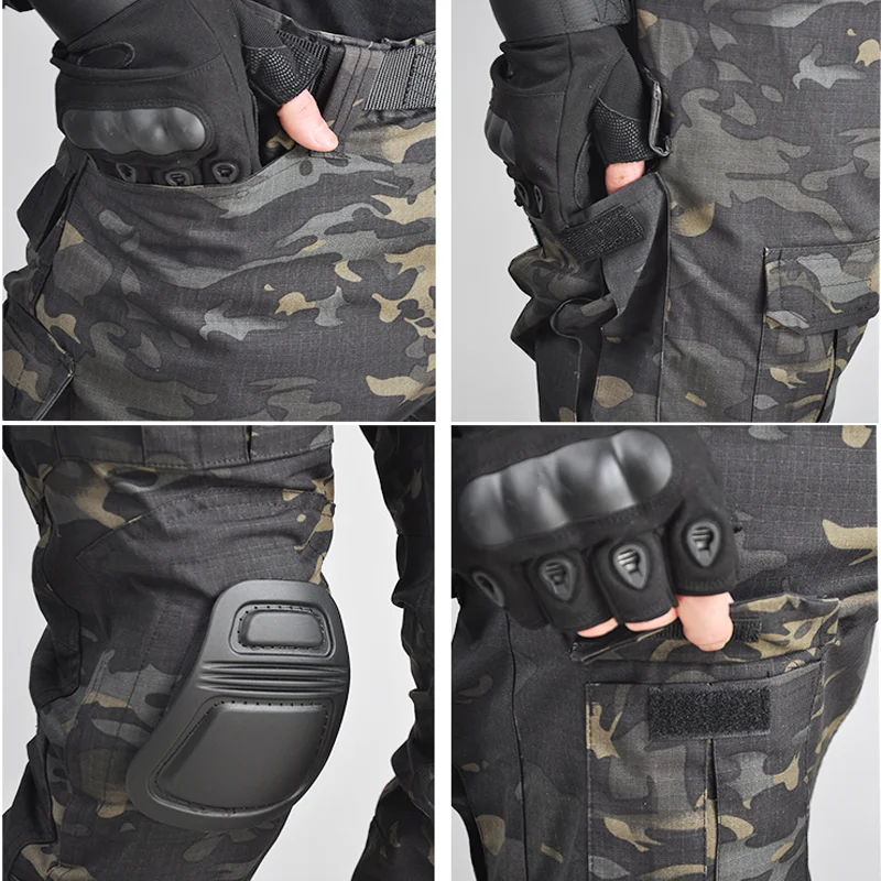 Men Military Uniform Tactical Combat Camouflage Shirts Pants Elbow/Knee Pads Suits combat uniform,tactical shirt,ghillie suit