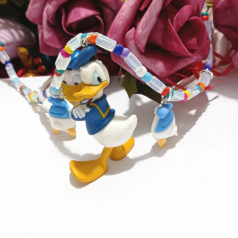 Disney Princess Cartoon Candy Acrylic Beads Donald Duck Drawing Board Flower Short Necklace Neck Chain Female