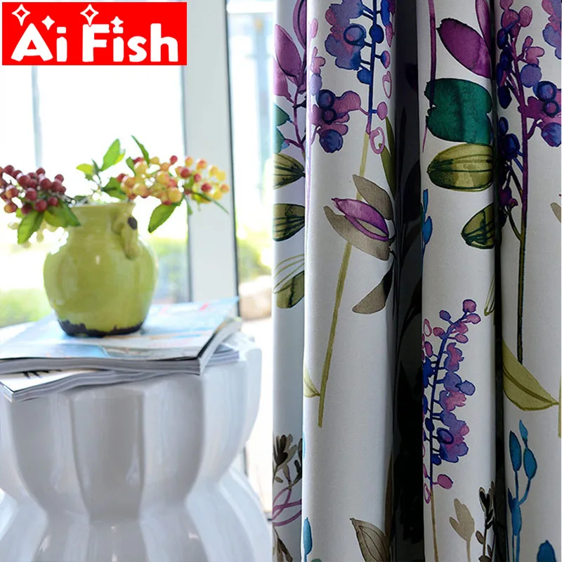 Purple Bellflower Flower Window Treatments Bedroom Drapes High Precision Incomplete Blackout Printing Curtains For Living Room