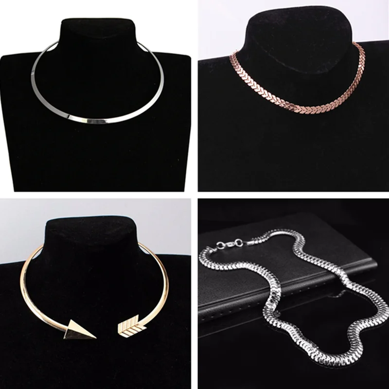 European And American Circle Bright Metal Collar Punk Women Choker Necklace Fashion Short Blade Chain Necklace Torques Jewelry