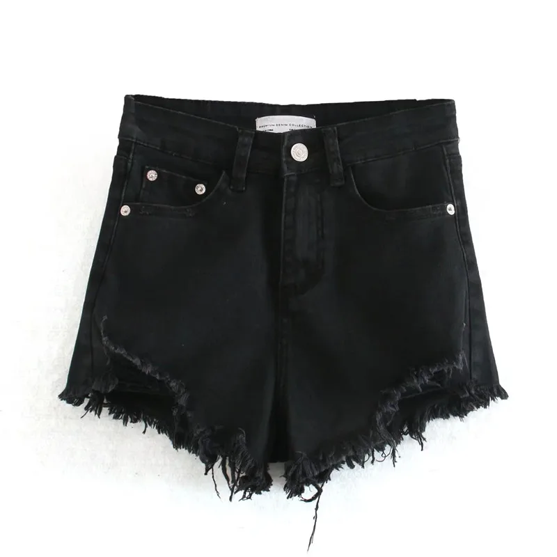 Dave&Di High Street Retro Washed Ripped Hole High Waist Shorts Solid Harem Denim Shorts Women 2022 Denim Bermuda Women bike shorts