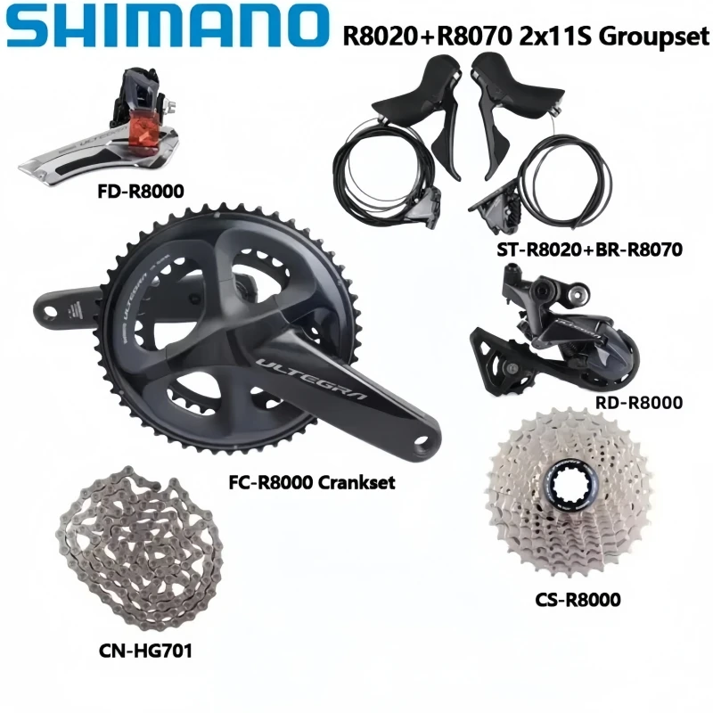 シマノ　r8020 油圧グループセット Shimano-油圧ブレーキキットr8020,2x11ギア,自転車用,ギアセット