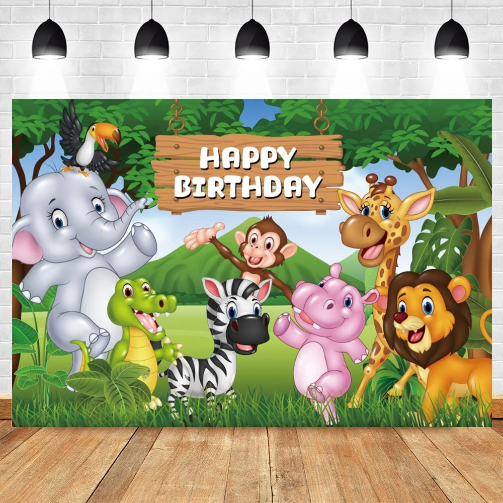 Tropical Jungle Safari Photography Backdrop for Baby Birthday and Family Photoshoots