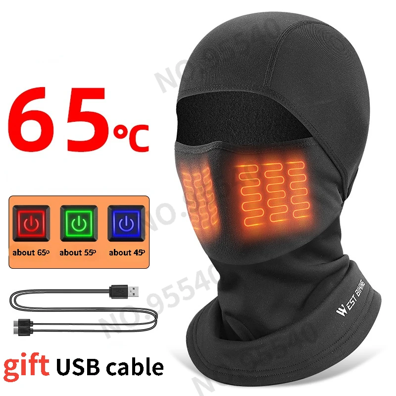 

Riding heating head cover Winter thermal head cover Skiing fleece head electric heating head cover Motorcycle heating mask