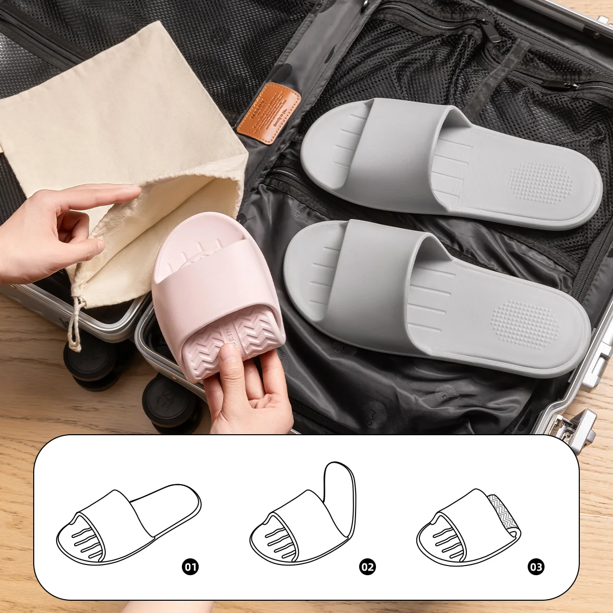 EVA Convenient Slippers Easy To Fold Travel Indoor Slippers Comfortable Light Casual Slippers - 1