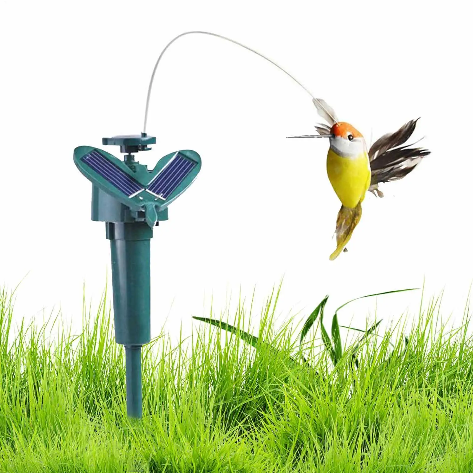 1pcs Solar Powered Dancing Fluttering Butterflies Rotating Bird Repeller Auto Flying Hummingbird Outdoor Home Decoration