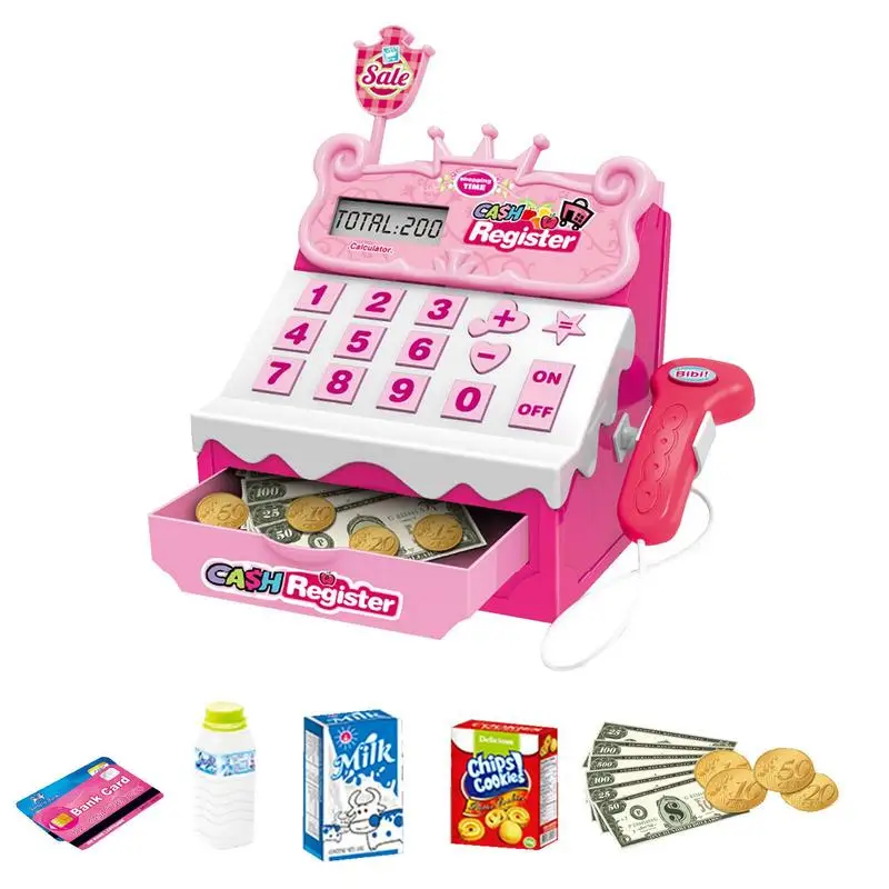 Electronic Children Pretend Play House Toys Simulation Supermarket Cash Register Game Toy Lighting And Sound Effects Toy for Kid 3